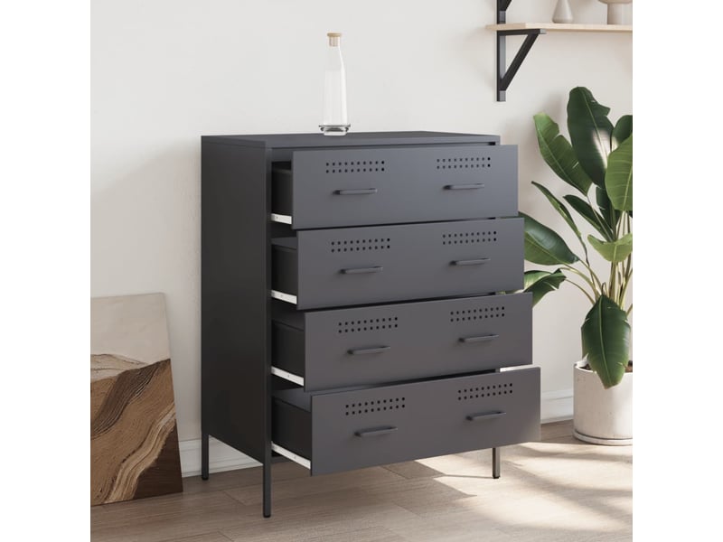  Buffet - bahut - meuble de rangement anthracite 68x39x89 cm acier  - Conforama C