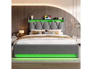 Lit coffre 140x200 cm WISHDOR   coloris gris