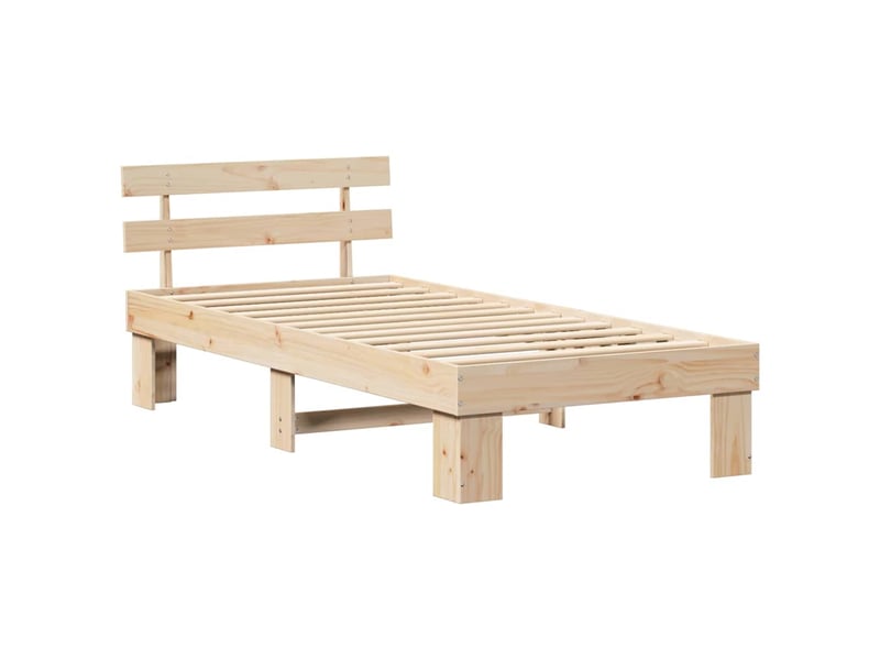 Lit simple- lit adulte - cadre de lit avec tête de lit naturel 100 x 200 cm pin massif - Conforama C