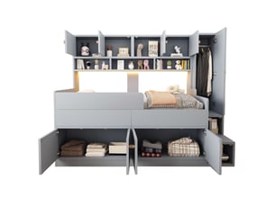 Lit coffre 90x200 cm <strong>OOIILLEE</strong>  <strong>Luxe haut de gamme</strong> coloris gris
