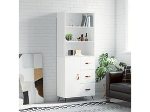 Buffet haut - bahut - meuble de rangement blanc 69,5x34x180 cm bois d'ingénierie