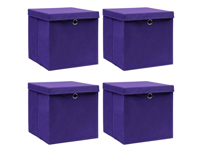  Boîtes de rangement avec couvercles 4 pcs 28x28x28 cm violet  - Conforama B
