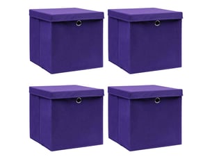 Boîtes de rangement avec couvercles 4 pcs 28x28x28 cm violet