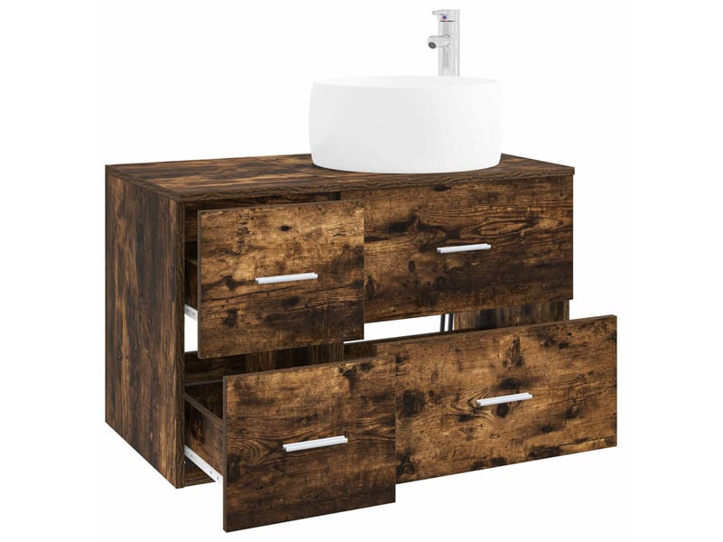 Ensemble de mobilier de salle de bain 2 pc chêne fumé cf64081 - Conforama C