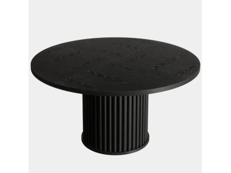  Table à manger ronde 6 places noire en mdf avec base métal  - Conforama A