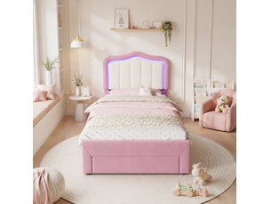 Lit simple 90x200 cm <strong>WISHDOR</strong>  <strong></strong> coloris rose