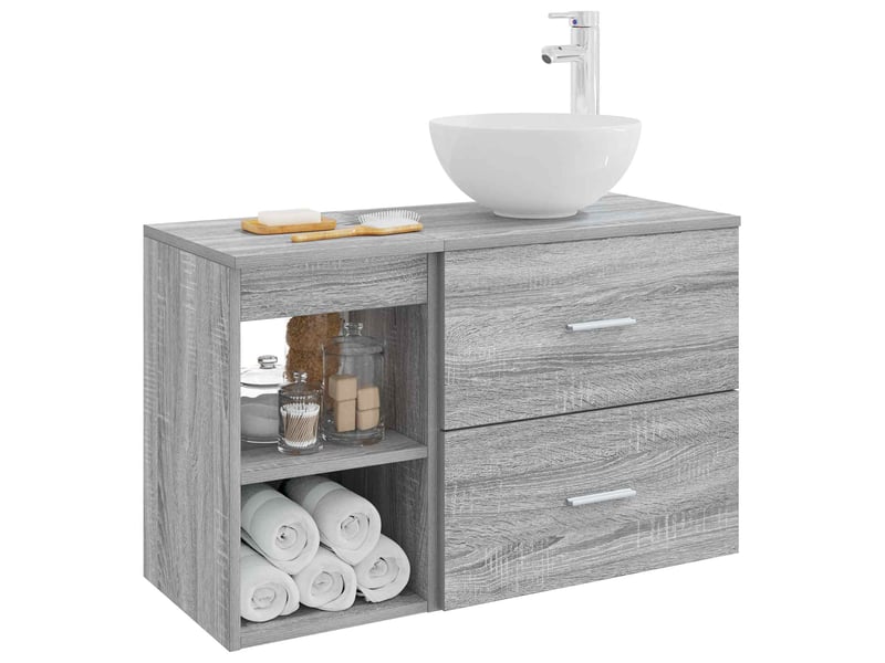 Ensemble de mobilier de salle de bain 2 pc sonoma gris cf64183  - Conforama C