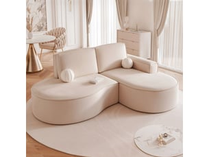 Canapé d'angle gauche fixe <strong>IDOHOME</strong> <strong>SOFIA</strong> 3 places Tissu Beige