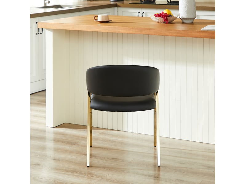  Lot de 2 chaises de salle à manger 59x56x77 cm, dossier ergonomique,  patins réglables, hydrofuge, pu, noir  - Conforama E