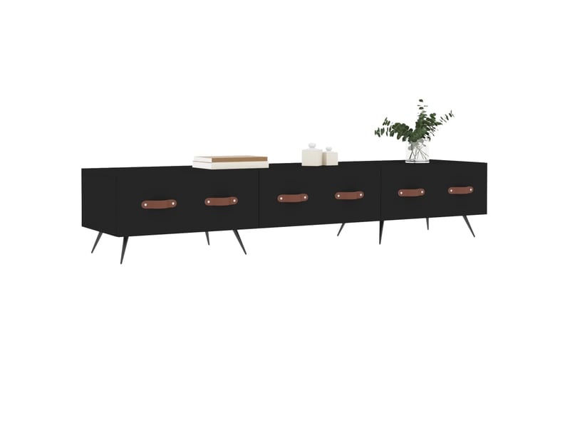  Meuble tv - banc tv - meuble de rangement noir 150x36x30 cm bois d'ingénierie  - Conforama C
