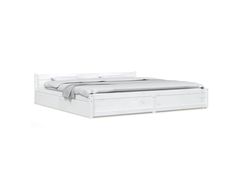  Lit double- lit adulte -  cadre de lit sans matelas avec tiroirs blanc  - Conforama A