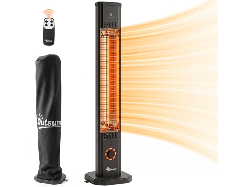 Chauffage infrarot 2000w radiateur extérieur sur pied avec télécommande et minuterie - Conforama A