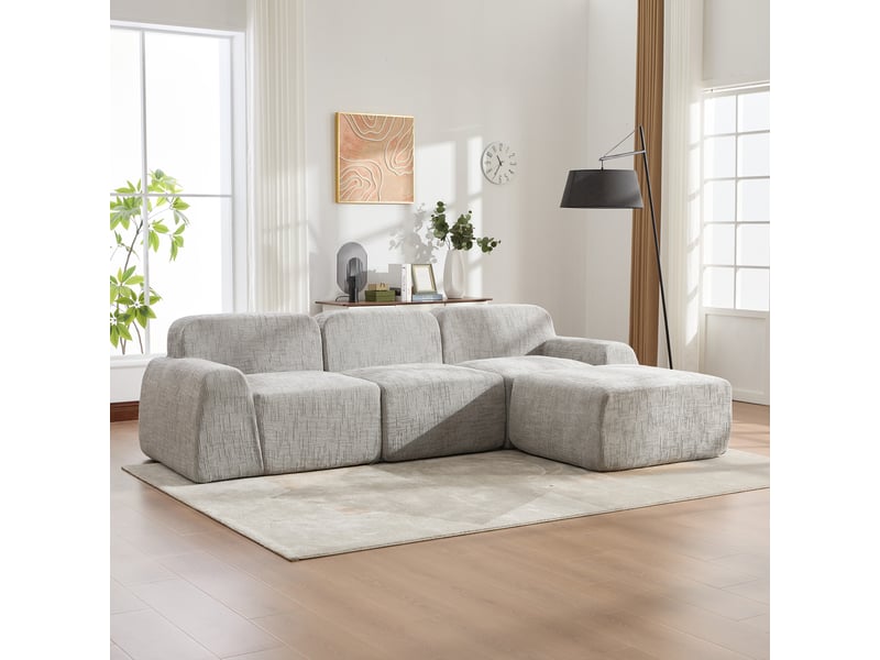 Canapé modulable – canapé de salon, facile à déplacer, format compressé, en tissu chenille, mousse haute résilience 30d, gris - Conforama A