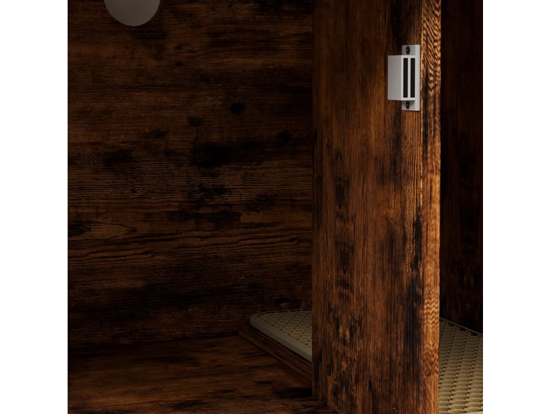  Meuble litière 2-en-1 80 x 48 x 152 cm – marron rustique – 3 étagères, griffoir et porte abattante  - Conforama E