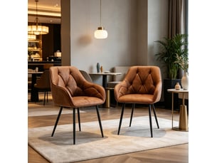 Chaise d'appoint ergonomique en tissu marron - set de 2 chaises modernes pour salle à manger