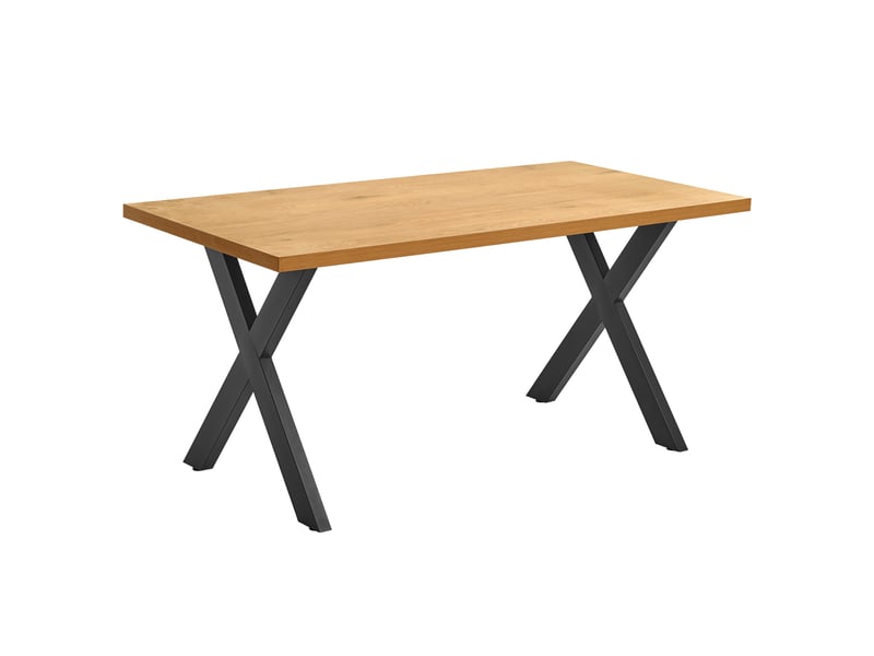  Table de salle à manger rectangulaire - table rectangulaire 160 cm monobloc effet bois et pieds en x métal - chêne sauvage  - Conforama A