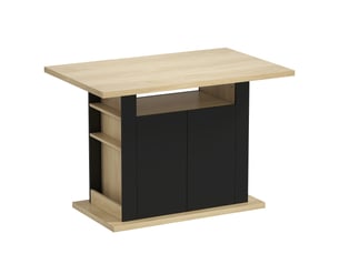 Table à manger ilot central cuisine avec grand plan de travail 4 personnes placard 4 portes noir 110 x 70 x 75,5 cm