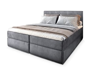 Lit avec rangement 180x200 cm <strong>MASSENO</strong>  <strong></strong> coloris gris