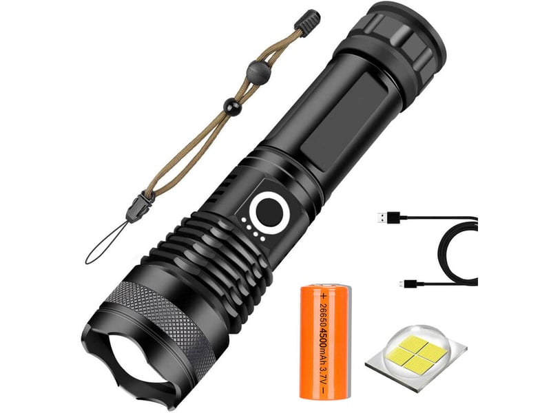  Alliage d’aluminium p50 flashlight light26650 zoom pêche de nuit usb rechargeable extérieur lampe de poche led  - Conforama E