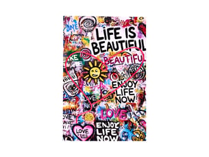 Tableau led - home deco factory - coeur - multicolore
