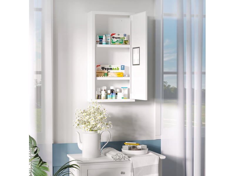  Armoire à pharmacie murale 30x12x60 cm – blanche – 3 compartiments, fermeture magnétique en acier  - Conforama B