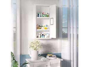 Armoire à pharmacie murale 30x12x60 cm – blanche – 3 compartiments, fermeture magnétique en acier