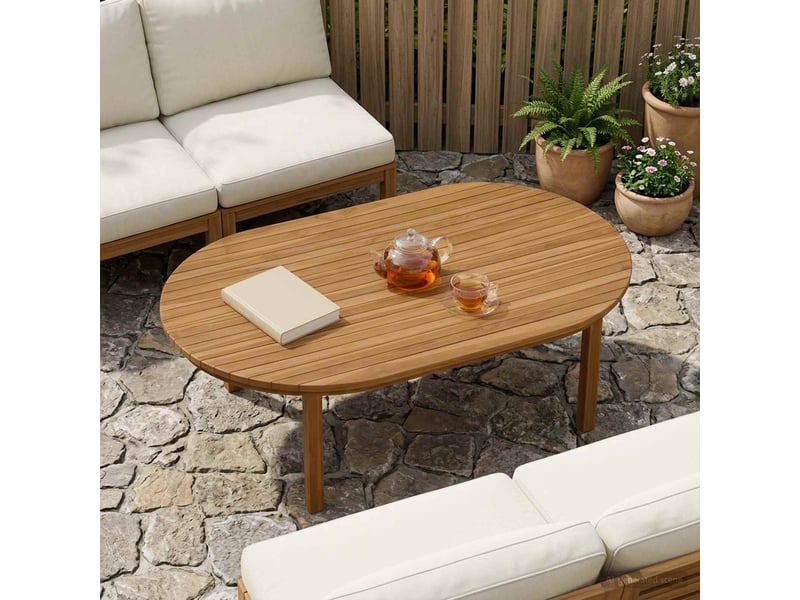  Vidaxl plateau de table 120 x 70 x 3,5 cm ovale bois de teck massif  - Conforama B