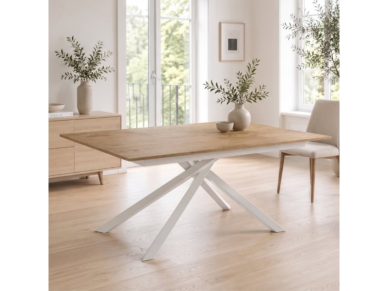  Table extensible en mélaminé structure blanche 140190x90 pluto - chêne  - Conforama B