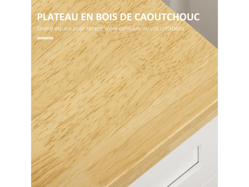  Desserte de cuisine à roulettes 1 tiroir 1 placard blanc et bois 68 x 40 x 83,5 cm  - Conforama E