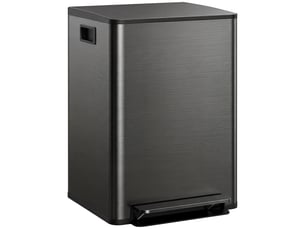 Poubelle à pédale de tri sélectif 2x30l en acier inoxydable noir 47,7x37,5x66,8 cm