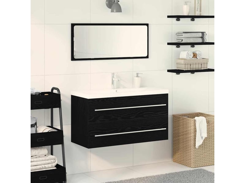 Meuble de lavabo de salle de bain, armoire de bain 3 pc chêne noir cf65496 - Conforama B