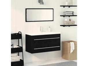 Meuble de lavabo de salle de bain, armoire de bain 3 pc chêne noir cf65496