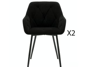 Lot de 2 chaises de salle à manger 45,5x45x83,5 cm dossier ergonomique velours métal noir
