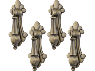4 pièces de tireurs suspendus à un seul trou en alliage de zinc gravé vintage pour placards, armoires, tiroirs, portes, meubles de décoration