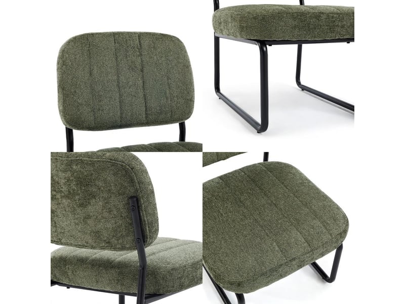  Fauteuil kaki rembourré pieds métal noir et tissu chenille - paola PAOLA - Conforama C