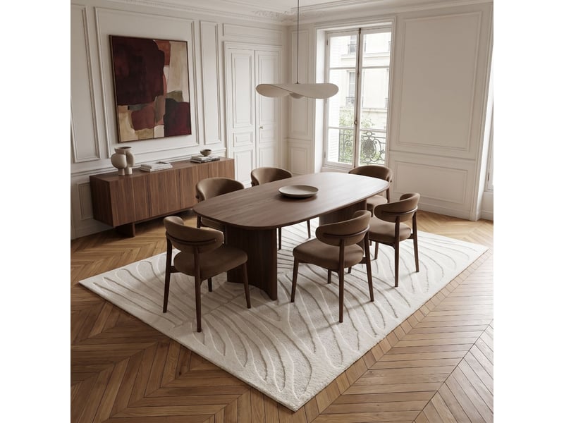  Tapis doux moderne motif feuilles en relief blanc 160x230  - Conforama R