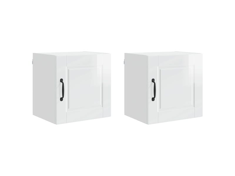  Meuble mural de cuisine, armoire de cuisine 2 pcs blanc brillant bois d'ingénierie shl4916  - Conforama A