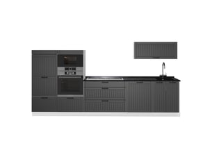 Vicco cuisine, gris foncéblanc, 340cm, pt anthracite