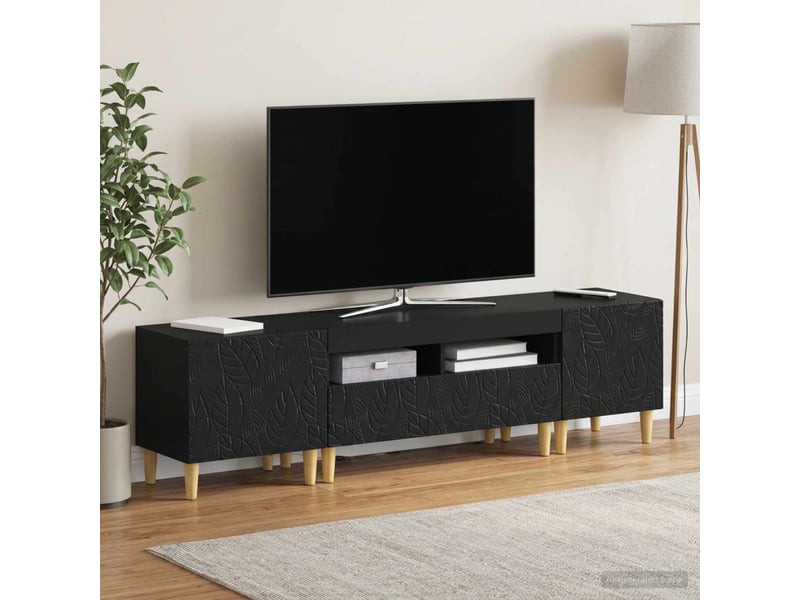 Ensemble de 3 meubles tv - banc tv - meuble de rangement led delft noir bois d'ingénierie  - Conforama C