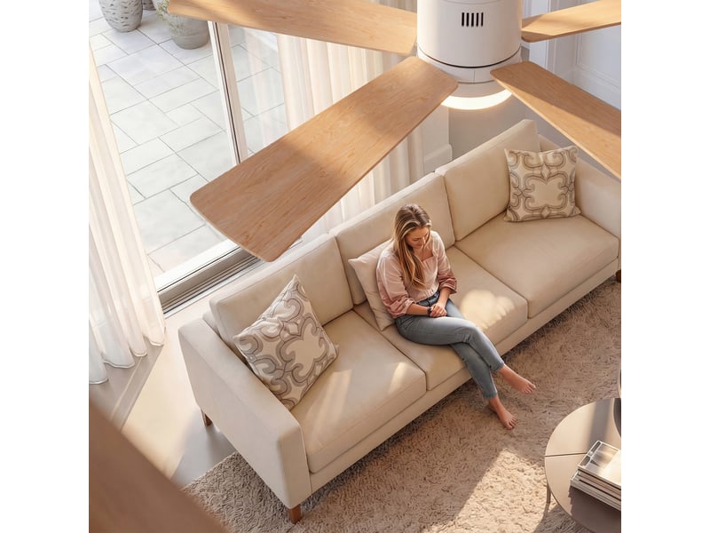 Ventilateur de plafond avec lumière led, 6 vitesses de ventilation, éclairage tricolore, bois  - Conforama E