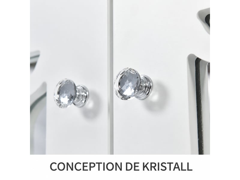  Meuble de cuisine muvano, buffet blanc miroir 4 portes, étagère amovible, 160 × 40 × 84 cm  - Conforama E