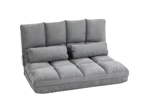 Fauteuil de sol convertible 2 places 102x73 cm – gris – dossier réglable 3 positions et couchage d'appoint