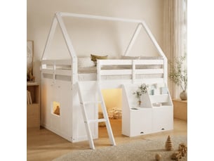 Lit mezzanine 140x200 cm <strong>HAVRYA</strong> <strong></strong> coloris blanc