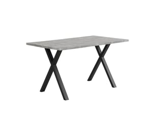 Table à manger rectangulaire avec piètement croisé - style industriel, mdf effet béton et noir 140 × 80 × 76 cm