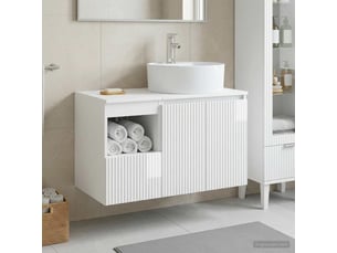 Ensemble de mobilier de salle de bain 2 pc blanc brillant cf64004