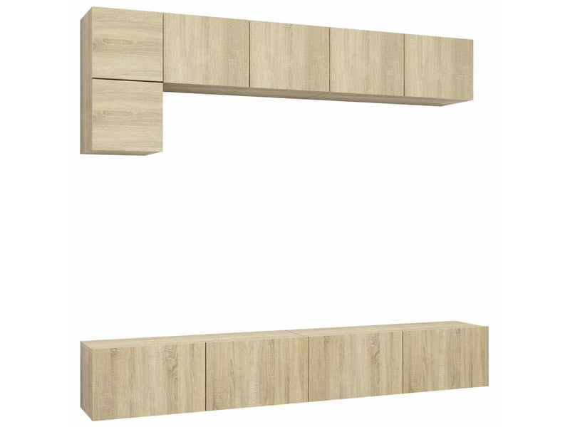  Ensemble de meuble tv - banc tv - meuble de rangement 5 pcs chêne sonoma bois d'ingénierie  - Conforama A