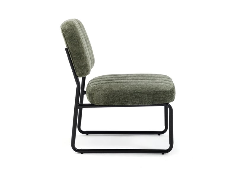  Fauteuil kaki rembourré pieds métal noir et tissu chenille - paola PAOLA - Conforama E