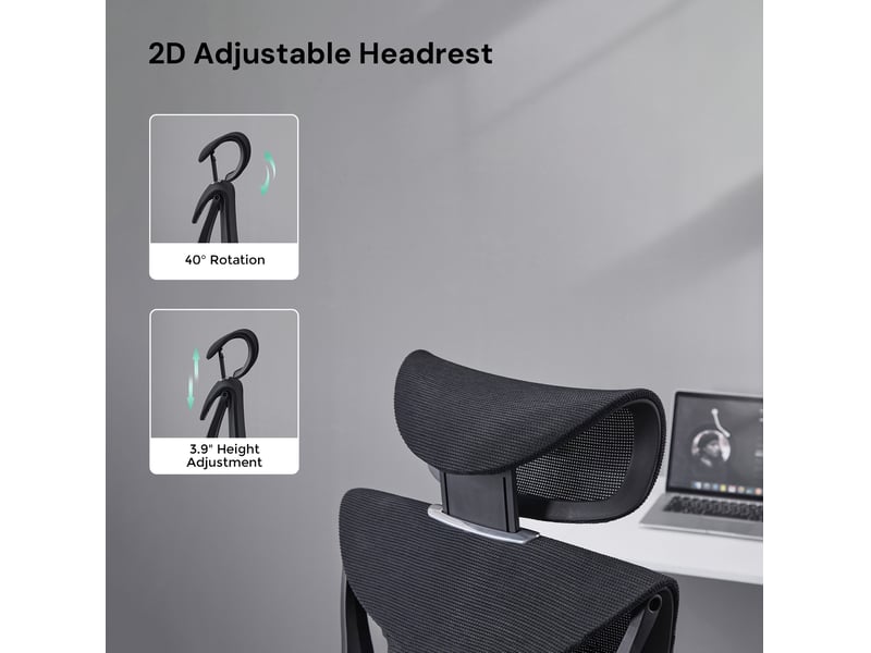  Fauteuil de bureau ergonomique 70,6x70,6x110,5 cm – noir – réglage à trois boutons et dossier inclinable  - Conforama D