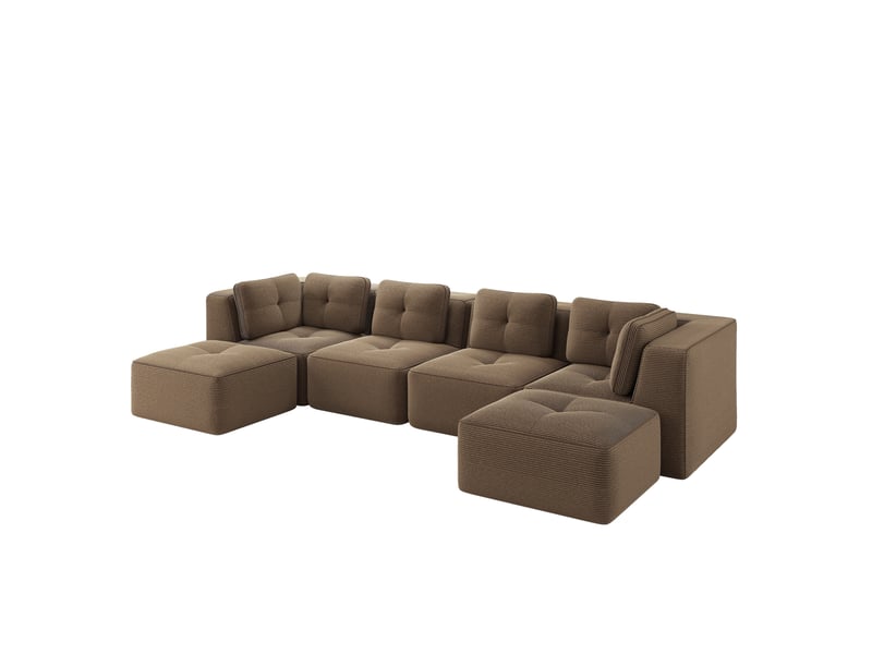  Canapé d'angle modulable ulevr en u 4 places, 386 x 177 cm, velours côtelé marron, sans montage  - Conforama A