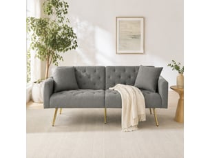 Canapé droit fixe <strong>STILVORA</strong> <strong></strong> 2 places Tissu bouclette gris